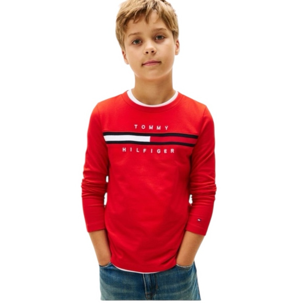 NWT Tommy Hilfiger Boys Flag Rib Insert Long‎ Sleeve Shirt Fall Classic Preppy